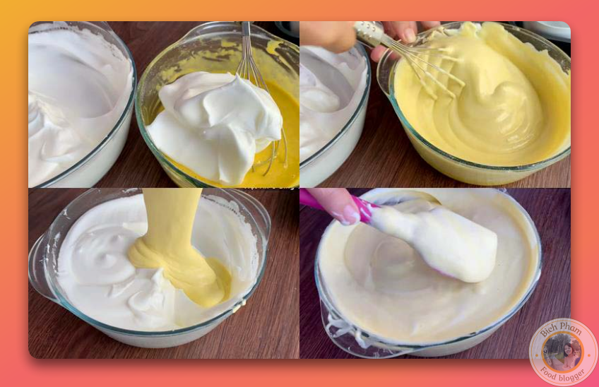 Trộn bột để làm bánh bông lan